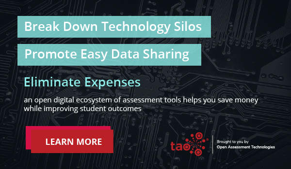 Cassez les silos technologiques, facilitez le partage des données et éliminez les dépenses. La suite numérique ouverte de TAO pour la technologie des tests vous aide à économiser de l'argent tout en améliorant les résultats des élèves. Cliquez ici pour en savoir plus. 