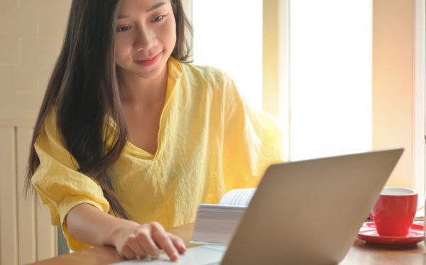 woman taking test