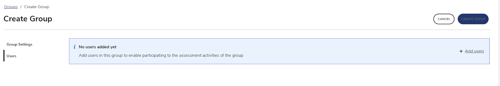 Switching to the Users tab when creating groups