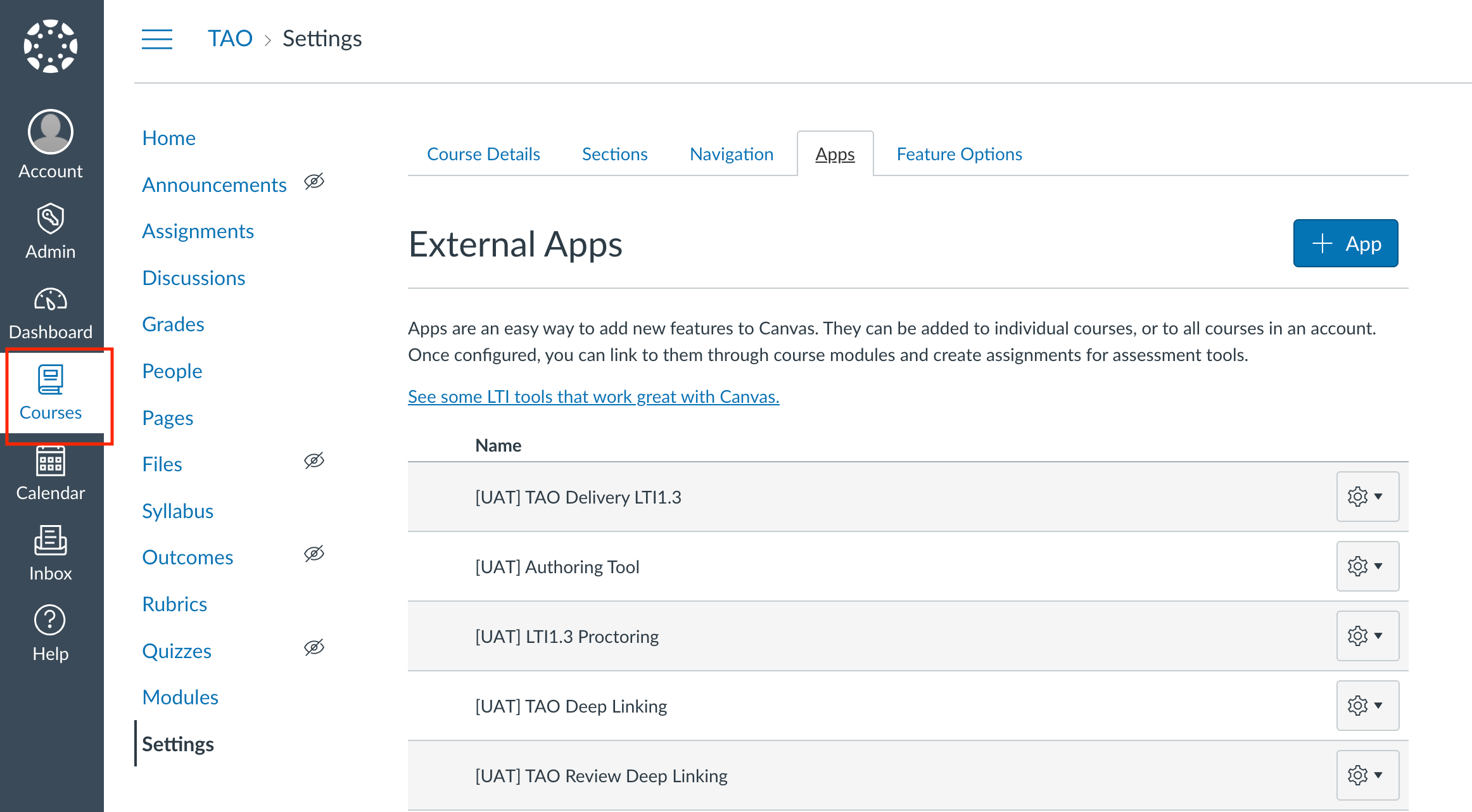 Canvas UI zeigt TAO als externe Anwendung 