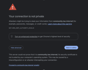 Connection privacy browser warning in advanced mode