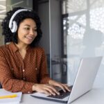 Candidate taking a remote online exam with AI proctoring on a laptop