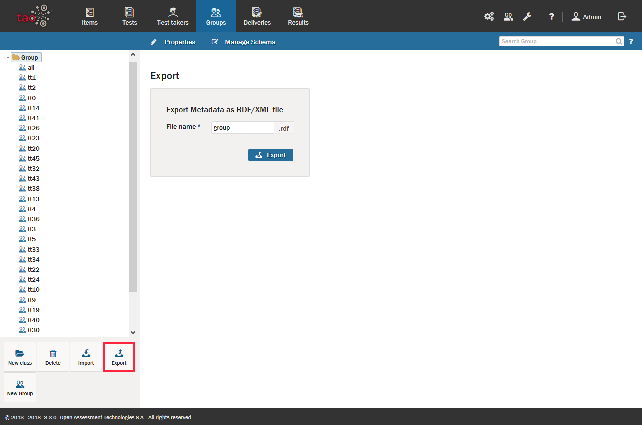 Exporting Groups of Test-takers