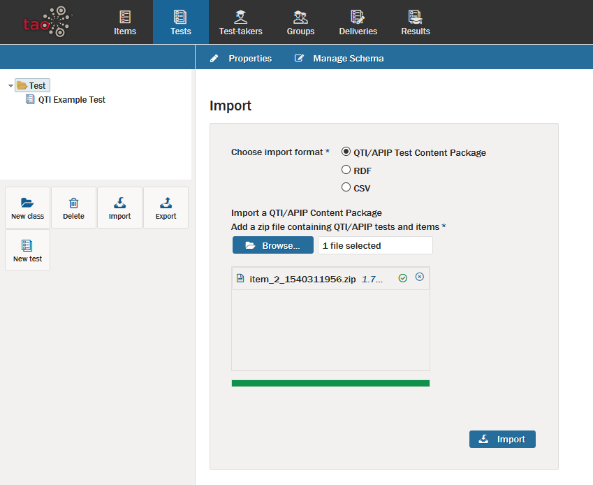 Importing Tests