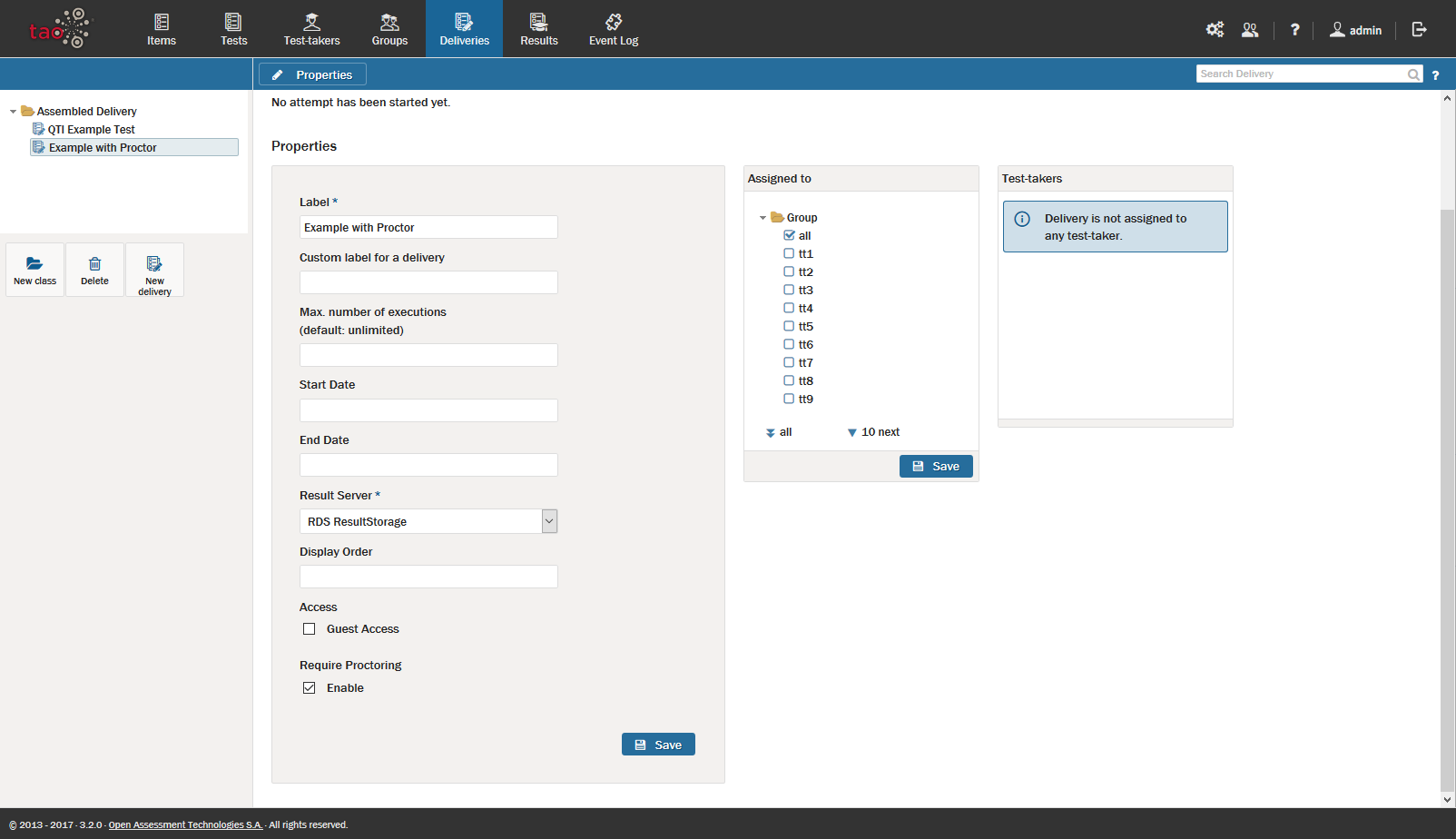 Configuración de una entrega