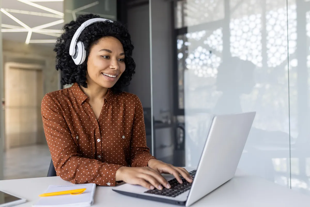 Candidate taking a remote online exam with AI proctoring on a laptop
